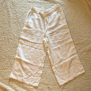 Wide leg linen cropped pants